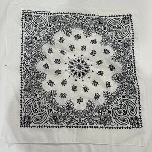 White Paisley Bandana Square Scarf